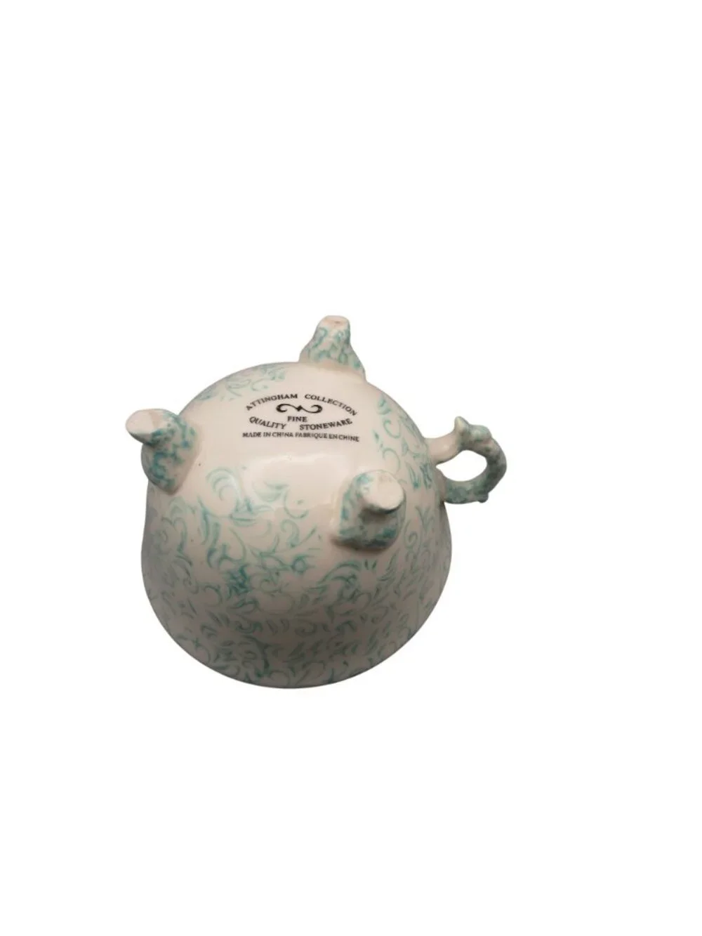 Anthropologie Attingham Collection Stoneware Footed Cup Handle Blue White Swirl